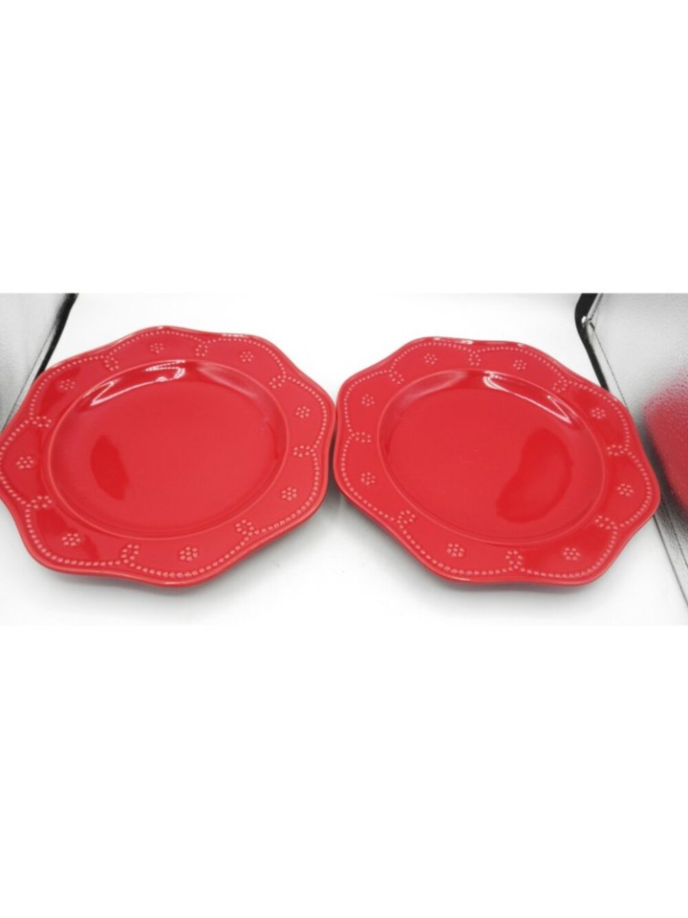 Food Network Fontinella Red Dinner Plate Set of 5 Pattern Code: FOWFONTR - Picture 4 of 10